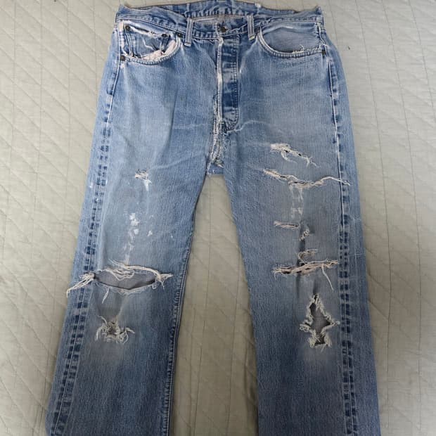 [34] 빈티지 리바이스 66전기 트래쉬드 501 데님팬츠