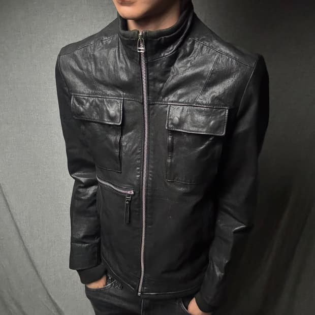 lamb skin pocket leather jacket