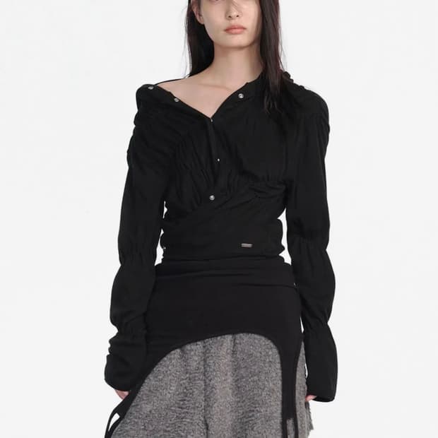 세릭 가디건 / SHIRRING WRAP HOOD CARDIGAN / B