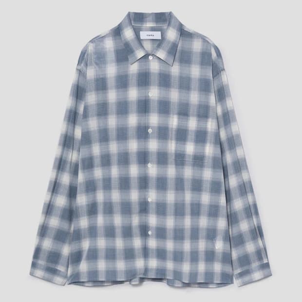 marka 블루 체크 셔츠