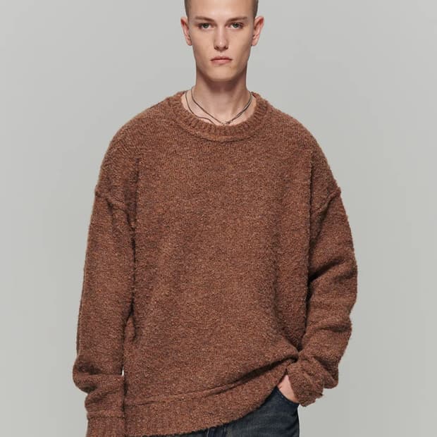 메종미네드 판도라 부클 니트 브라운