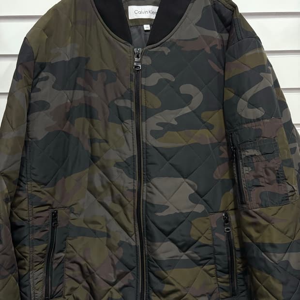 Calvin Klein 카모 밀리터리 봄버 자켓 L
