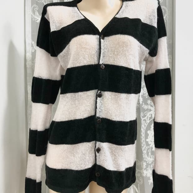 dark green stripe knit cardigan