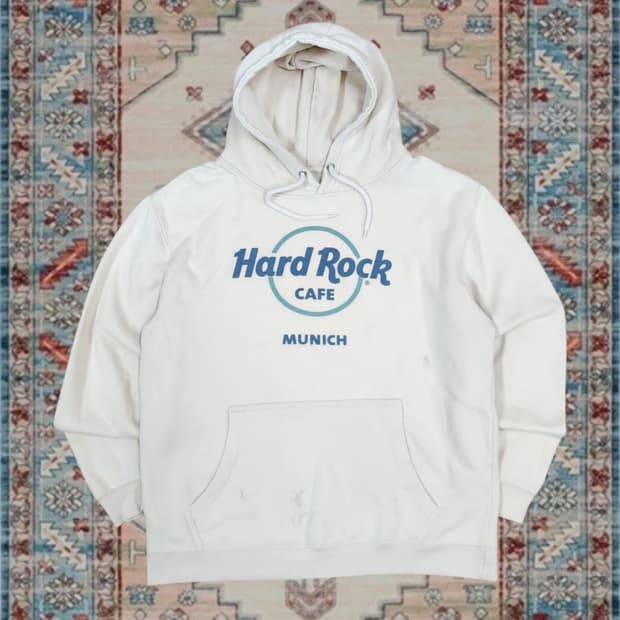 하드락 카페 Hard Rock Cafe 뮌헨 로고 크림색 후드티 L