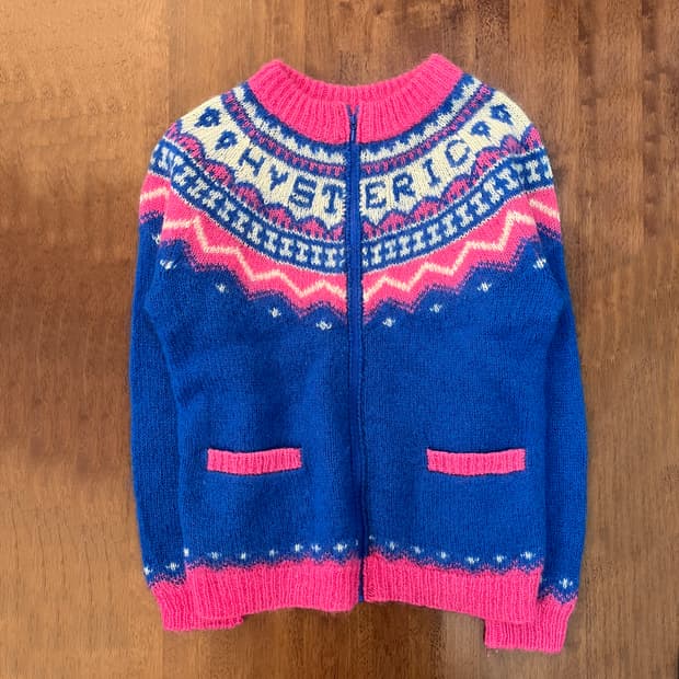 히스테릭 글래머 울 모헤어 니트 가디건