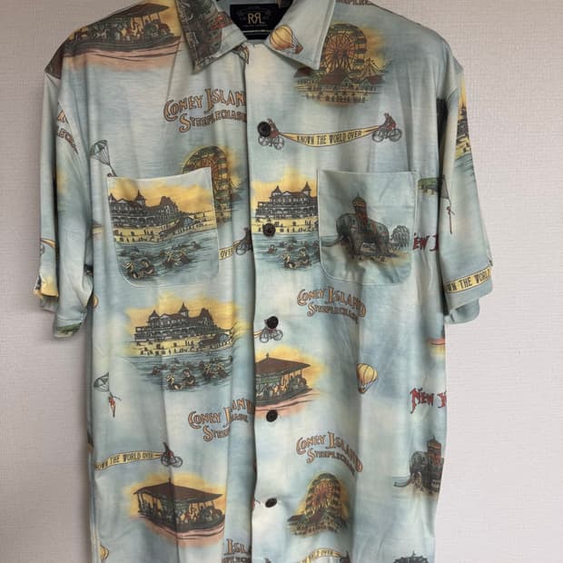 L RRL 폴로 랄프로렌 코니 아일랜드 프린트 캠프 셔츠
