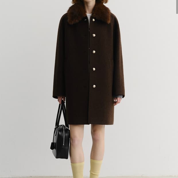 25FW 던스트 부클 울 하프코트 브라운