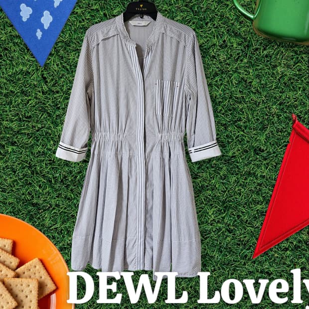 듀엘 DEWL 스트라이프 러블리 7부 플레어 미디원피스 55