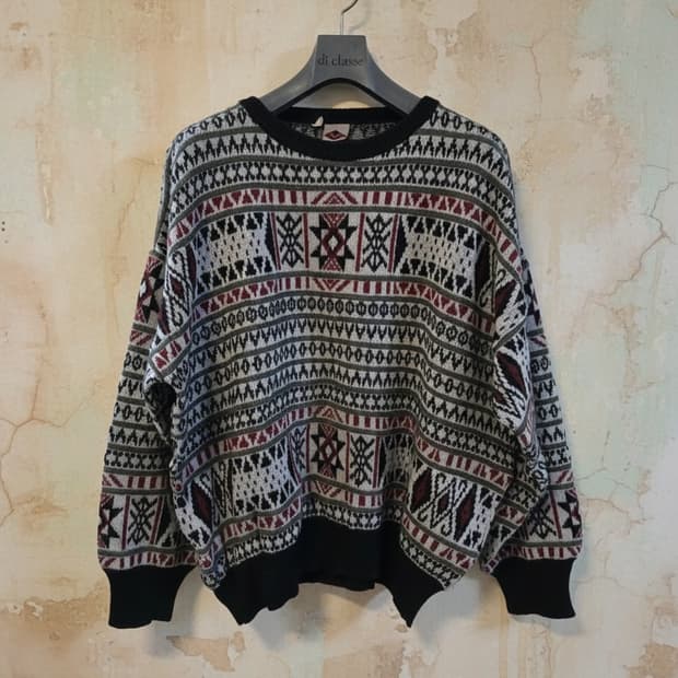 유럽 빈티지 패턴 니트 스웨터