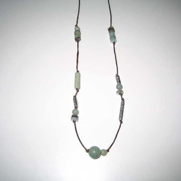 Greenish silver-cross necklace 핸드메이드목걸이
