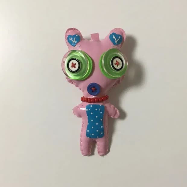 고전 빈티지 단추 키링 인형