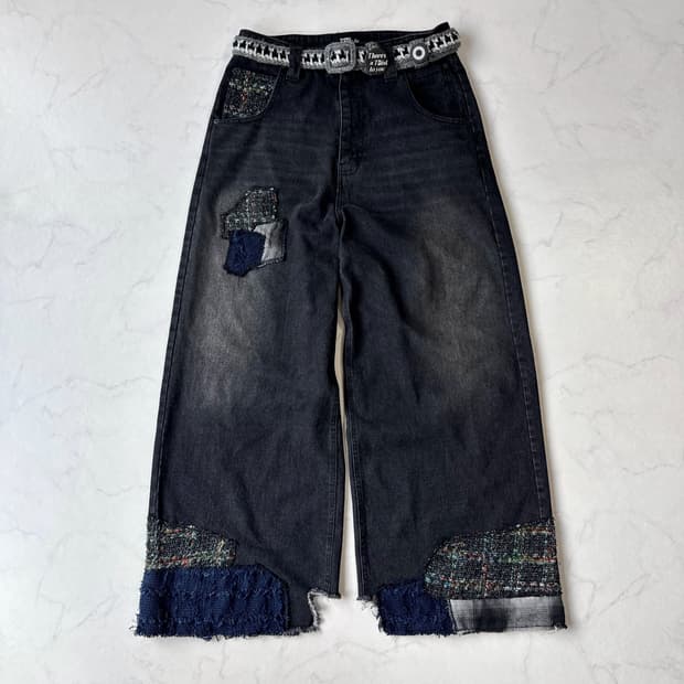 TΣist Erosion Baggy Denim Pants / Black