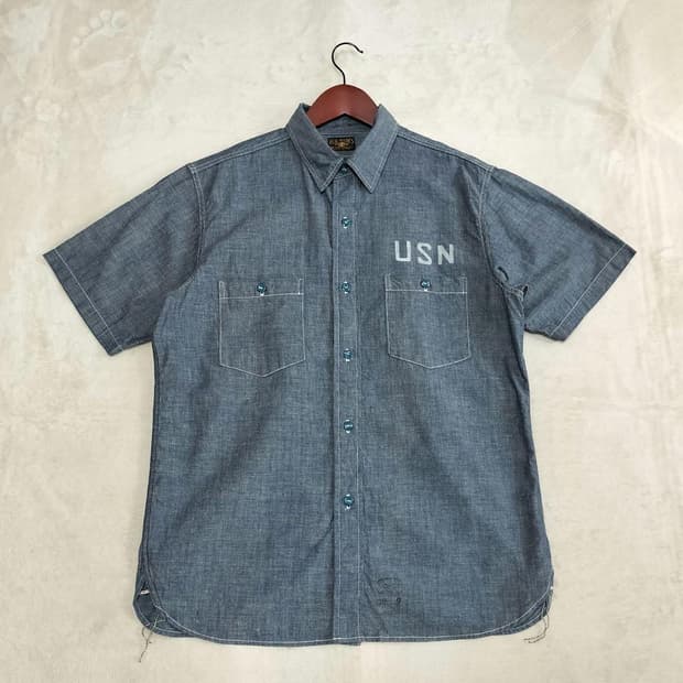 리얼맥코이 usn 샴브레이 반팔셔츠