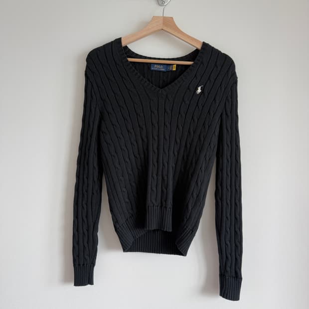 폴로 랄프로렌(Polo Ralph Lauren) 브이넥 코튼 니트(큐알 