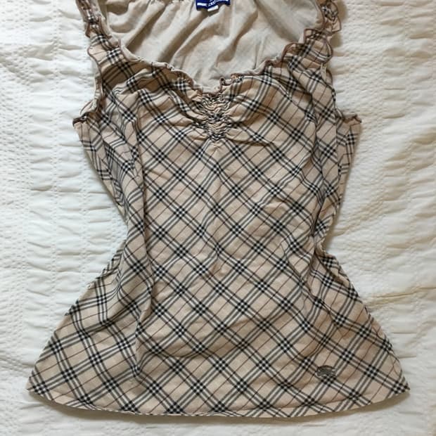 burberry bluelabel 노바체크 슬리브리스