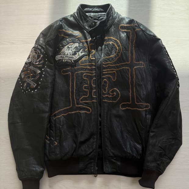 에드하디 아비렉스 Ed Hardy Avirex 콜라보 레더 자켓 