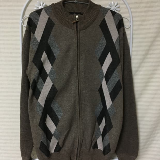 빈티지 브라운 아가일 니트 집업 y2k 스트릿 갸루 펑키 일본빈티지640