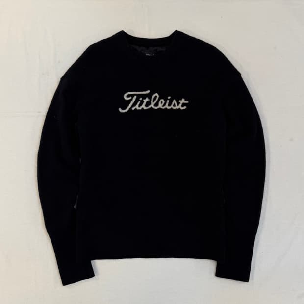 타이틀리스트 골프 빅로고 방풍 울 니트 블랙