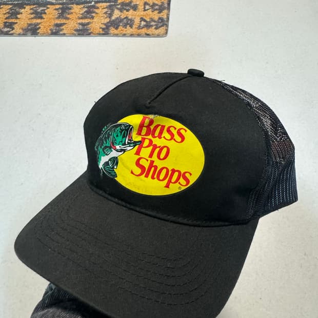 배스 프로샵 빈티지 프린팅 트러커캡 블랙 모자 스냅백 볼캡