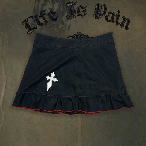 빈티지 십자가 프릴 포인트 미니스커트