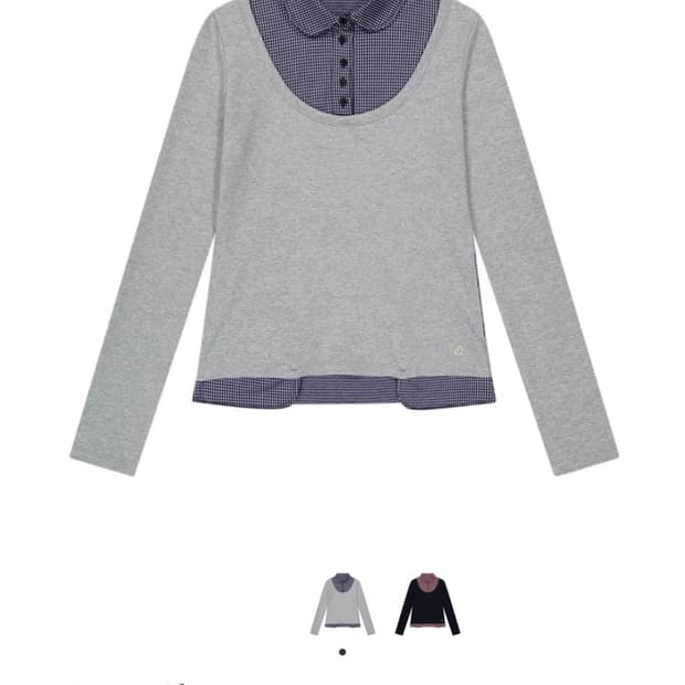 코이세이오 리버시블 칼라 롱슬리브 멜란지 그레이