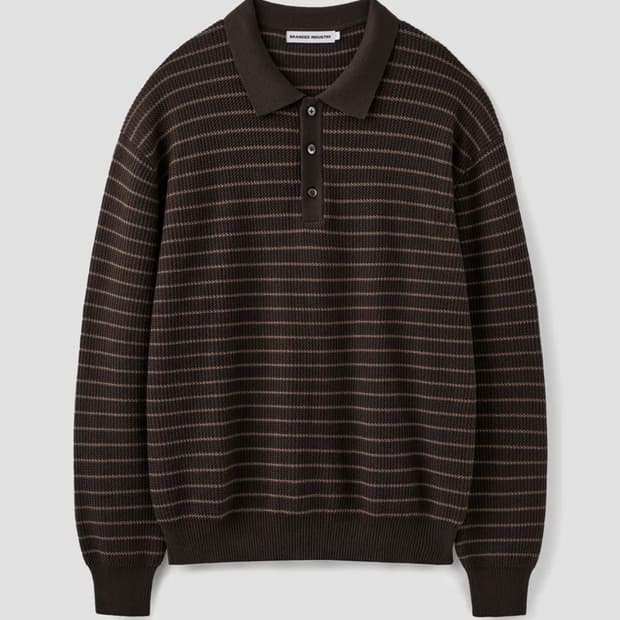 브랜디드 하드 트위스트 폴로 니트 브라운 L