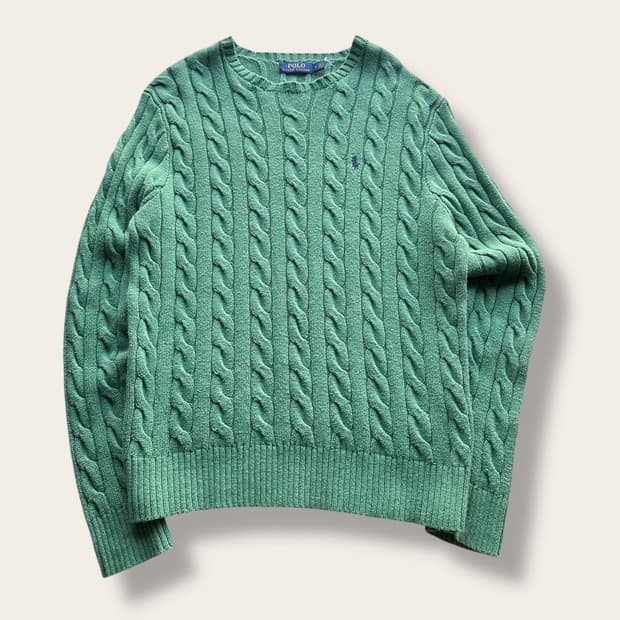 폴로 랄프로렌 파스텔 그린 케이블 니트