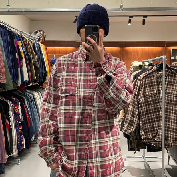 아베크롬비 헤비 코튼 체크 셔츠  