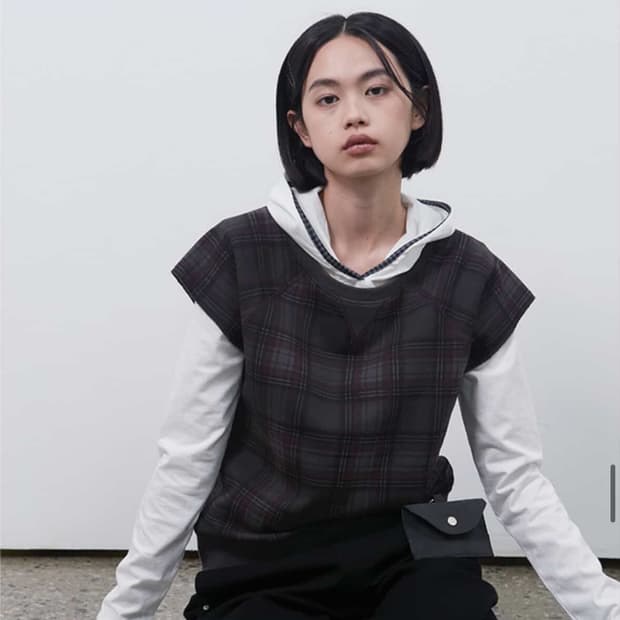 오헤시오 CHECK SHORT SLEEVES SWEATSHIRT, CHA