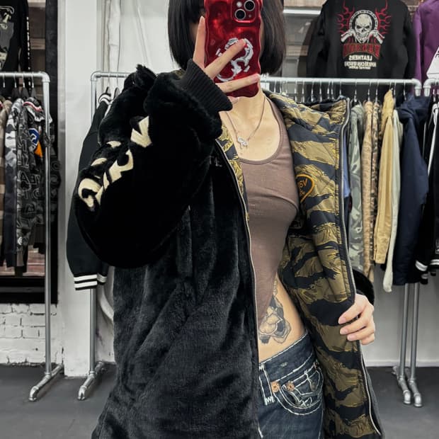 밴슨 레더 리버시블 퍼 후드 자켓