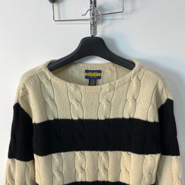 럭비 랄프로렌 보트 넥 스트라이프 니트