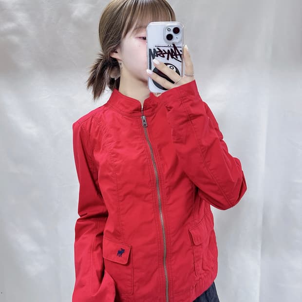 아베크롬비  레드 자수로고 트러커 자켓 