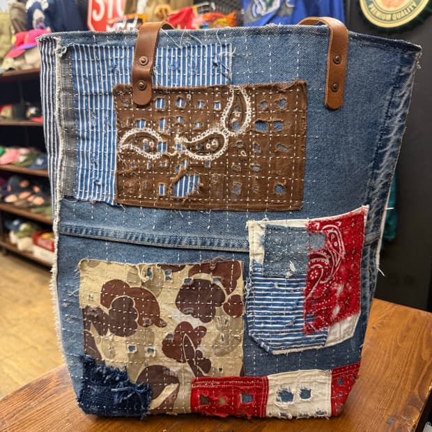 빈티지 데님 패치워크 토트백 