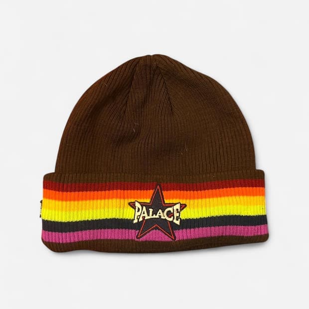 팔라스 스타 로고 레인보우 비니 브라운