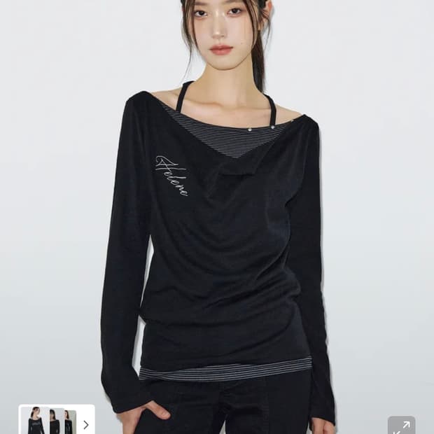 헬레네파리스 카울 코디네이션 롱슬리브 스트라이프 블랙