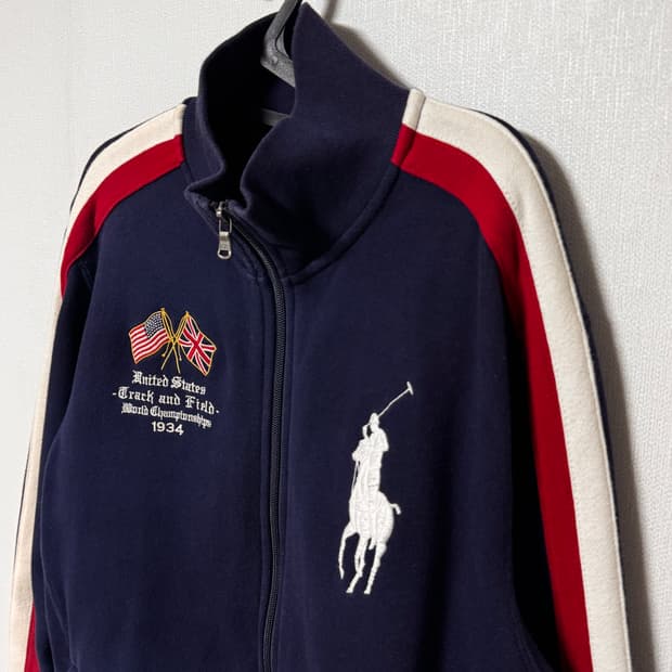 폴로 랄프로렌 성조기 빅패치 기모 트랙 자켓