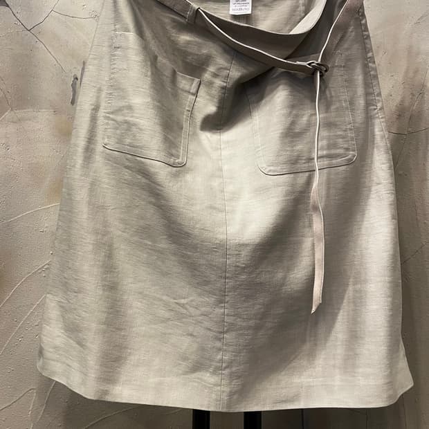 드리스반 노튼 레더 벨티드 린넨 홈방 스커트 38