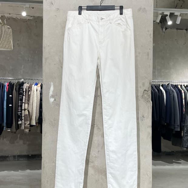 질샌더 화이트 지퍼플라이 데님 팬츠