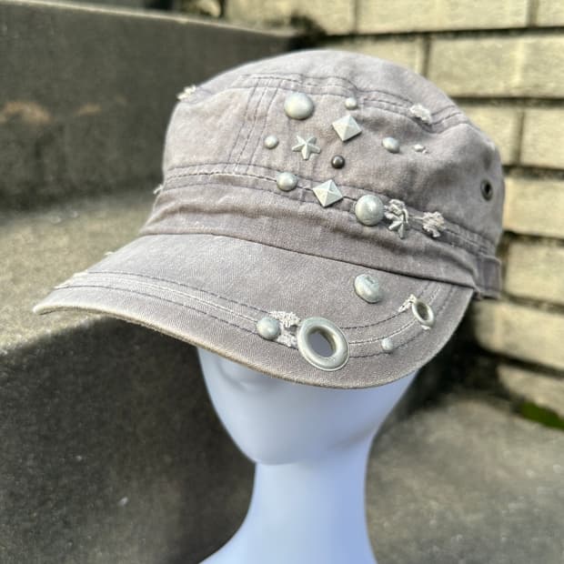 None vintage stud distressed cap