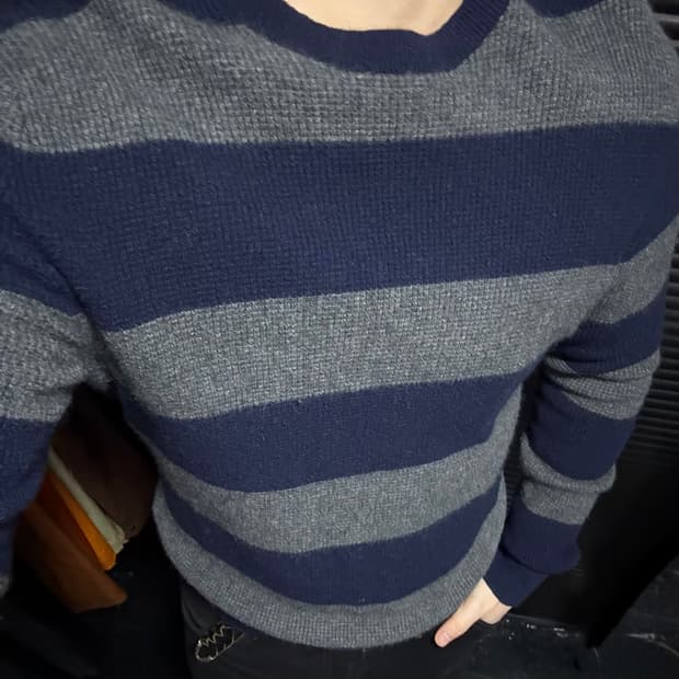 바나나 리퍼블릭 메리노 울 나일론 혼방 스트라이프 단가라 니트 스웨터 S
