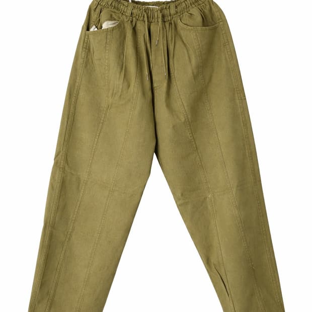 피그먼트 카키색 밴딩 와이드 바지