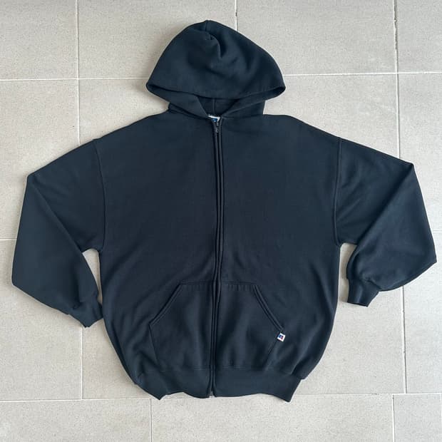 90s 빈티지 러셀 후드집업 블랙 XL USA