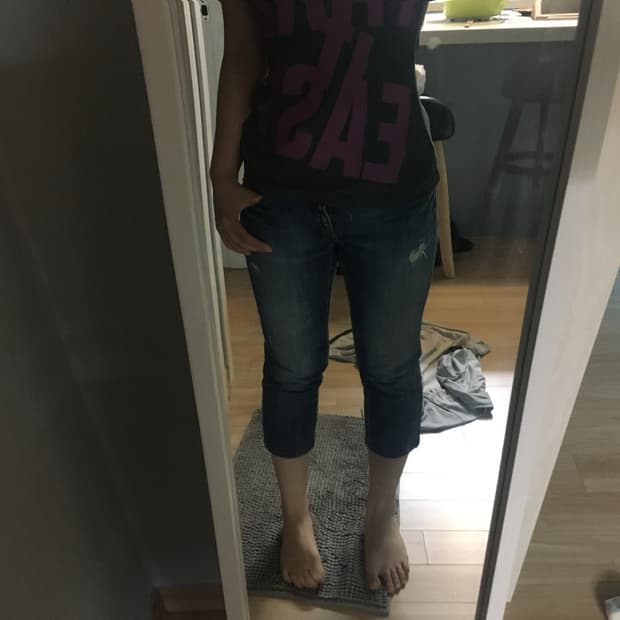 7브 카프리 빈티지 청바지 데님