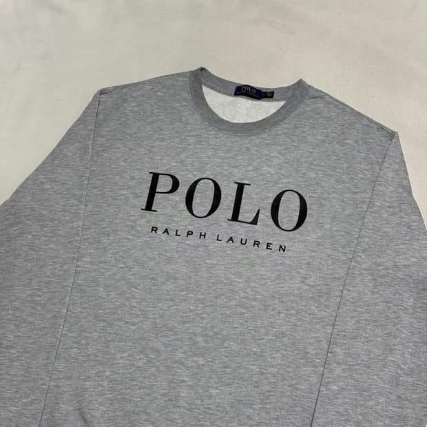 L 폴로랄프로렌 빅레터링 그레이 기모 맨투맨