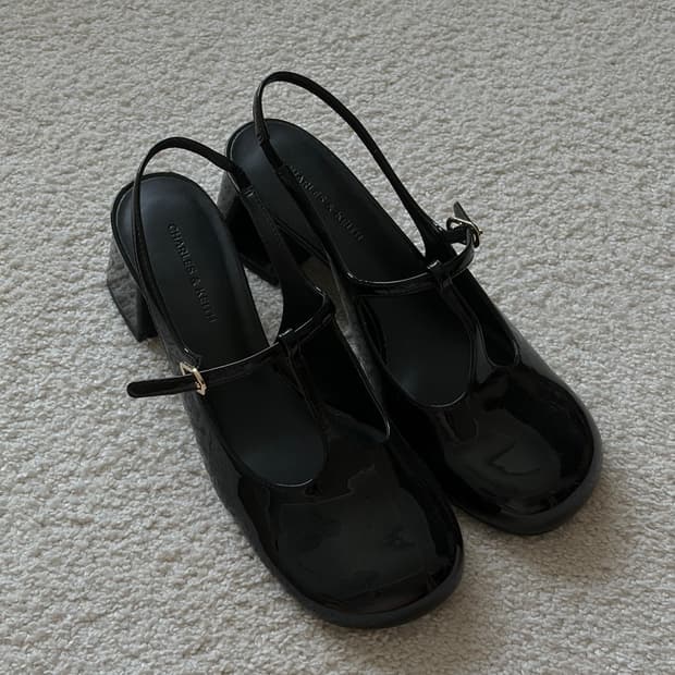 찰스앤키스 티-바 슬링백 메리 제인 펌프스(블랙)