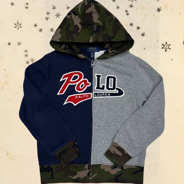 Polo 폴로 키즈 배색 카고 후드집업