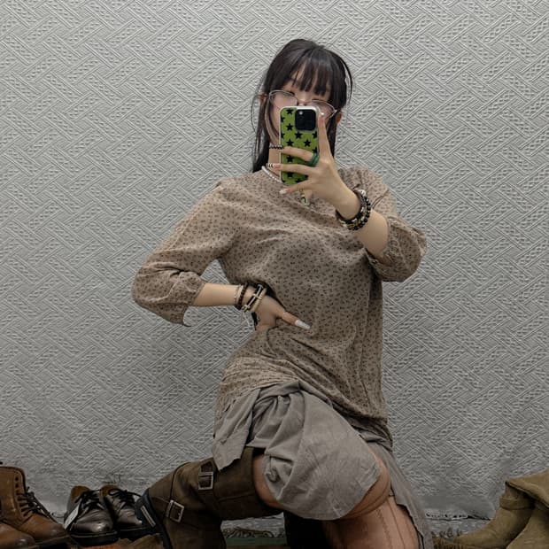 빈티지 레트로 컨트리 모리 잔꽃 프릴 블라우스 롱슬리브 K0031