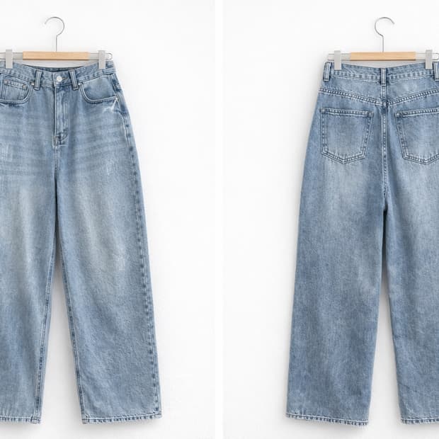 데미지 워시드 데님 팬츠-미디엄 블루