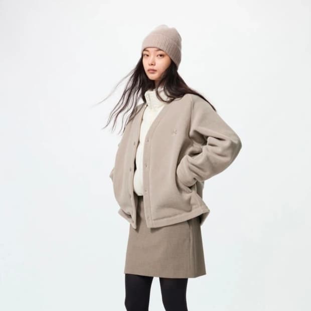 유니클로 x 니들스 플리스 오버사이즈 가디건 베이지 M