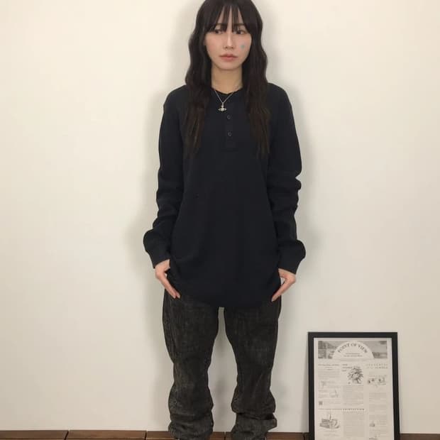 Uniqlo Waffle Henley Long Sleeve